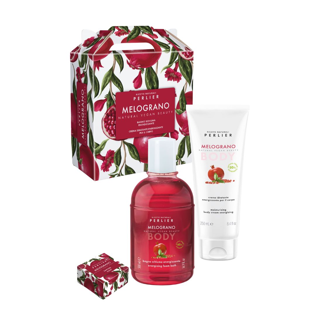 Cofanetto <em> Melograno Bagno, Idratante Corpo e Sapone </em>